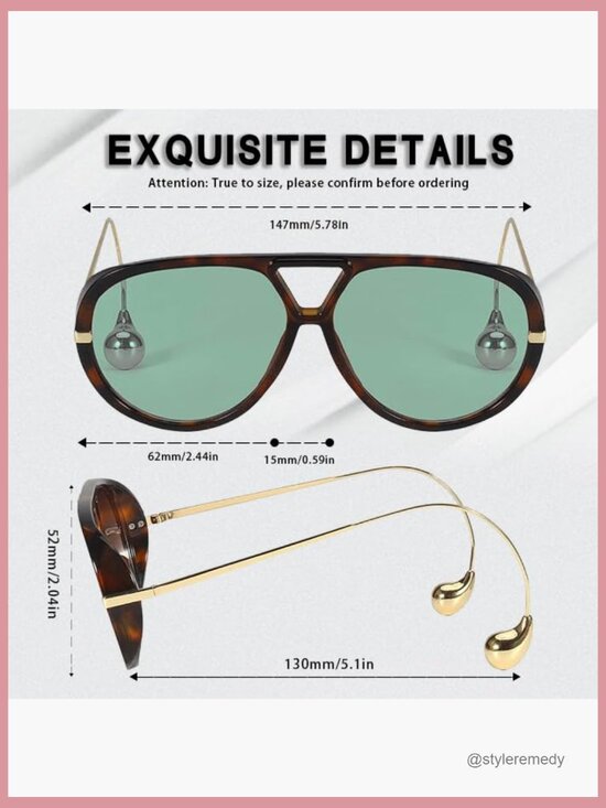 Oversized Aviator Sunglasses with Double Bridge and Earrings, Includes Pouch & main image 5